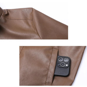 Veste en cuir ample et confortable, flatteuse pour toutes les morphologies, coupe-vent et imperméable, veste pour homme - Product Image 3