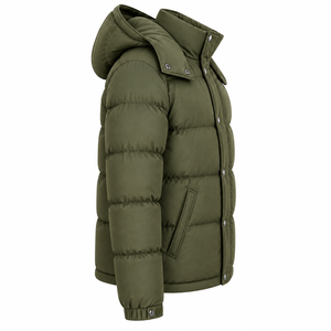 Men's Hooded Puffer Jacket Plain Dyed Custom Design Winter Quilted <b>Padded</b> Breathable <b>Waterproof</b> Outerwear - Product Image 4