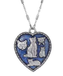 Collana con gatto a cuore blu smaltato |   2028 - Product Image 2