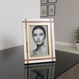 Premium Handmade <b>Rustic</b> Elegant Resin Inlay Vertical <b>Photo</b> <b>Frame</b> with Brass Border for Modern Luxury Home Decor - Product Image 2