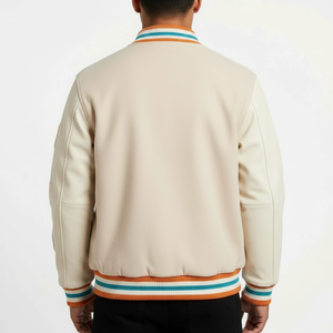 เสื้อแจ็คเก็ตวาร์ซิตี้แบบกำหนดเองสำหรับผู้ชาย แจ็คเก็ตเบสบอลบอมเบอร์สำหรับฤดูหนาวที่ให้ความอบอุ่น  ปักโลโก้ด้วยผ้าเชนิลล์ - Product Image 2