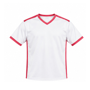 เสื้อฟุตบอลอเมริกันแบบกำหนดเอง สีขาว คอวี แขนสั้น แต่งขอบสีชมพู ผ้าโพลีเอสเตอร์ซับเหงื่อ สำหรับผู้ใหญ่ทุกเพศ - Product Image 1