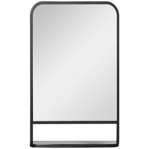 Contemporary 34x21 Black <b>Square</b> Wall <b>Mirror</b> with Shelf for Living Room Bedroom Use - Product Image 1