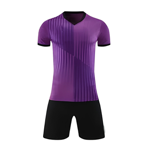 Ensemble d'uniformes de football personnalisés 100 % polyester, imprimé numérique floral, séchage rapide, col en V, manches courtes, taille élastique, kit sportif d'équipe OEM - Product Image 1