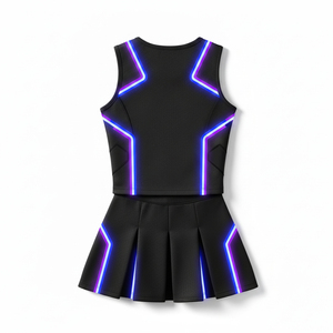 ชุดเชียร์ลีดเดอร์แบบซับลิเมชั่นสั่งทำพิเศษ ชุดเชียร์มืออาชีพ ยืดหยุ่นสูง เสื้อผ้าส่งเสริมจิตวิญญาณทีม สำหรับการแข่งขันในโรงเรียน - Product Image 3