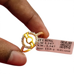 22K Solid Gold Heart Halo <b>Ring</b> for Women Traditional Indian CZ Accented Pure Gold <b>Finger</b> <b>Ring</b> Handcrafted Fine Jewelry - Product Image 2