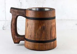 Taza de agua decorativa de madera de súper calidad con diseño rústico clásico para el hogar y la mesa de comedor, y tazas de café para uso en el hogar y en bares. - Product Image 5