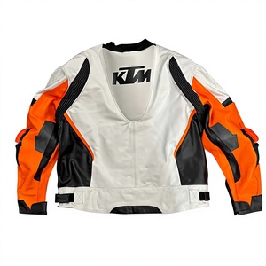 Veste de moto en cuir de vache véritable sur mesure pour homme, veste de course/chaquetta avec protection CE niveau 2 et protège-dos - Product Image 2