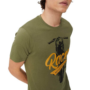 Camiseta de Manga Corta para Hombre, Color Verde Oliva, Cuello Redondo, con Estampado Digital Frontal, Corte Holgado, 100% Algodón Tejido, Secado Rápido, Informal - Product Image 3