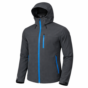 Chaqueta Softshell con Capucha Gris Oscuro, Cierre Completo, Resistente al Viento, Impermeable y Transpirable, con Cierres Impermeables - Product Image 3