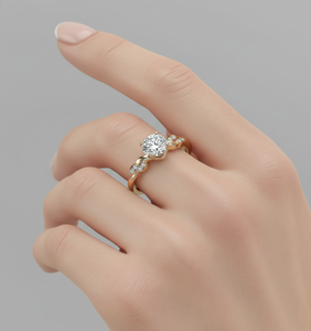 Anillo de compromiso de diamante cultivado en laboratorio Stonewels con piedras laterales en forma de vid retorcida, engaste de oro de 14K, para banda de boda minimalista certificada - Product Image 5