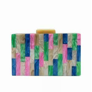 Bolso de Mano Bohemio de Resina con Efecto Mármol y Logotipo Personalizado de Skill Artisan, Bolso de Noche Rectangular Multicolor, Elegante para Todas las Temporadas - Product Image 6