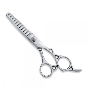 Ciseaux de coiffure professionnels en acier inoxydable à pointe affûtée pour droitiers, manche long, ciseaux à cheveux bleus - Product Image 1
