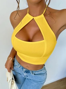 Ladies Wide Band Fitness Sports Bra Breathable Rib Knit Scoop Collar Athletic <b>Crop</b> Vest High Stretch Running <b>Top</b> - Product Image 5