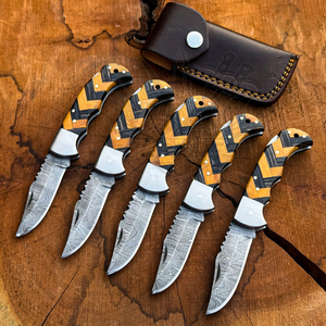 Couteau de poche pliant artisanal de qualité industrielle en acier Damas, avec système de verrouillage, pour usage quotidien (EDC), manche personnalisé – Fournisseur UA, directement de l'usine B2B - Product Image 1