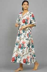 ชุดเดรสผ้าฝ้ายอินเดียสำหรับผู้หญิง งานแฮนด์เมด ชุดคลุมชายหาด สไตล์โบฮีเมียน สำหรับใส่เที่ยวพักผ่อนฤดูร้อน - Product Image 2