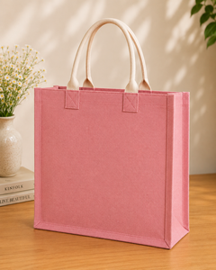 Pink Jute Tote Bag With <b>Daisy</b> Embroidery Medium Size Hand Carry Shopping Bag - Product Image 6