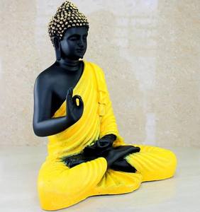 Statue de Bouddha méditant en résine EOB International |   Design Art déco |   Figurine décorative artisanale pour la maison, grande taille 14,5 pouces - Product Image 4