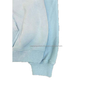Venta al por mayor de alta calidad de algodón de los hombres de gran tamaño Terry francés en blanco lavado Zip Up Hoodies Vintage ácido lavado térmico Sudadera con capucha para los hombres - Product Image 3