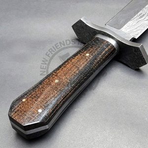 Cuchillo Dogger de Acero de Damasco Hecho a Mano, Nuevo, con Mango de Micarta y Funda, Cuchillo de Caza para Exteriores de Hoja Fija Afilada de la Mejor Calidad - Product Image 5