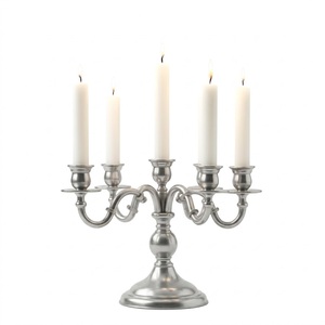 Tall Silver Aluminium <b>Candelabra</b> 5-Arm Floor Candle Holder Antique Vintage Style Metal Candlestick For Wedding Event & Home - Product Image 3