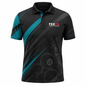 Chemise de billard pour homme - Tissu tricoté polyester/coton sur le devant, manches courtes, séchage rapide, design sportif, motif uni, OEM - Product Image 4
