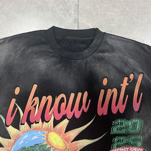 Camiseta Gráfica Vintage Personalizada para Hombre, Estilo Urbano, Desgastada, Oversize, de Algodón, Top de Verano con Estampado de Manga Corta - Product Image 4