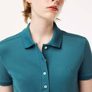PUFFIN SPORTS Polo à manches courtes pour femme, couleur unie, coton tricoté, respirant, coupe décontractée, pour le printemps et l'été - Product Image 2