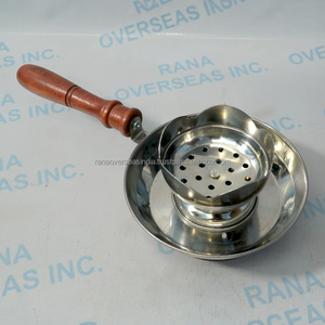 Brûleur d'encens en acier inoxydable en gros avec poignée en bois, bol perforé, plateau rond pour charbon, résine, bakhoor et arômes - Product Image 6