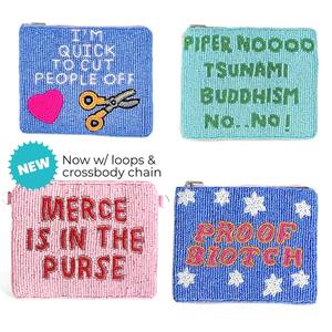 Porte-monnaie compact unisexe en perles de rocaille, broderie, fermeture éclair, fait main, personnalisé, texte amusant, design tendance, cadeau, vente en gros - Product Image 5