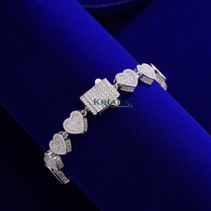 Bracelet en moissanite en forme de cœur, plaqué or rose 925, micro-pavé, bracelet tennis, bijoux romantiques pour femmes - Product Image 3