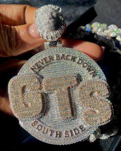 Colgante Personalizado con Nombre en Moissanita VVS, Oro Rosa de Lujo, Plata de Ley 925, Estilo Hip-Hop, Venta Directa de Fábrica, Joyería Fina para Hombre - Product Image 3