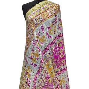 Ethnic Mirror Work Shawl Traditional Scarves Shawls & Hijab Elegant Women Embroidery Scarf for Wedding Celebration Party Wear - Product Image 1