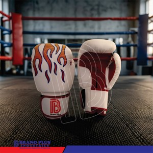 ถุงมือชกมวย Brand Plus รุ่นใหม่ ดีไซน์ Fire Training Flame หนัง PU  โลโก้สั่งทำได้ ระบายอากาศได้ดี น้ำหนักเบา ปรับขนาดได้ เหมาะสำหรับกิจกรรมกลางแจ้ง - Product Image 3