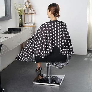 Cape de Salon Professionnelle Écologique Tactus Industries en Polyester, Cape de Coiffure à Pois Noirs et Blancs - Product Image 6