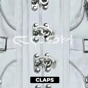 Corset en jean blanc avec accessoires de style punk - Product Image 3