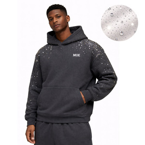 Sudadera con Capucha de Lujo para Hombre con Pedrería, de Algodón Grueso y Forro Polar, Estilo Oversize Urbano, con Logotipo Personalizado y Diseño Brillante, Venta al por Mayor - Product Image 1