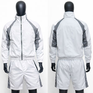 Conjunto Deportivo Personalizado 100% Algodón con Cremallera para Hombre, Chaqueta con Logotipo Bordado en 3D, Pantalones Cortos con Parches, Ligero, Transpirable, Resistente al Viento, para Verano - Product Image 6