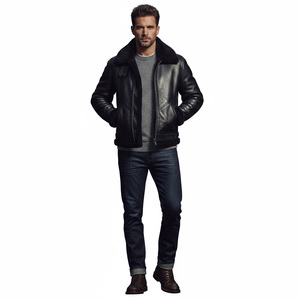 Chaqueta de cuero de vaca para hombre, estilo clásico, ligera, genuina y a la moda, para invierno. - Product Image 1