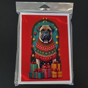 การ์ดอวยพรคริสต์มาสวันหยุด Mastiff แพ็คการ์ดเปล่า8ใบ A7แปลกพร้อมซองจดหมายขนาด5x7 - Product Image 3