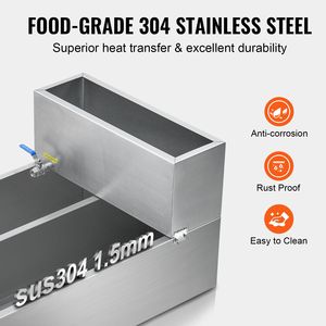 Pentola Evaporatrice Industriale per Sciroppo d'Acero da 47 Galloni, Capacità 683 Tazze da 8.8oz, con Termometro e 2 Valvole - Product Image 3