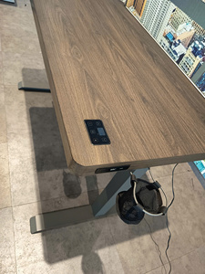 Modern Height <b>Adjustable</b> Standing Desk with PB Top with USB A+C, RGB LED, 1 mesh basket, 1 hanger LED Office <b>Table</b> - Product Image 3