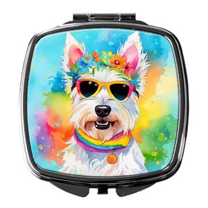 Westie Hippie Dawg Compact Pliant Miroir De Maquillage De Poche Portable Voyage Miroir Décoratif pour Femmes Filles Poche Idées Cadeaux - Product Image 1