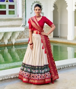 Indian Ethnic Traditional Designer Tussar Silk <b>Lehenga</b> Choli with Foil Print Work for Wedding Outfit for <b>Women</b> Fancy Wear - Product Image 1
