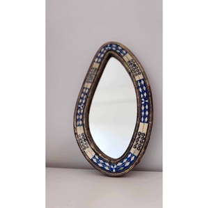 Bone Inlay Wall <b>Mirror</b> Frame with Intricate Hand Carved Design, Artisan Made Decorative Wall <b>Mirror</b> Interior Decoration - Product Image 1