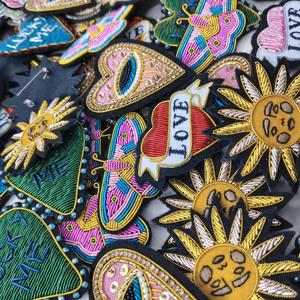 Blue White Embroidered Velvet Luxury Fashion Dragonfly Patch/Brooch 3D Raised Design Metallic Bullion Wire Custom Colors for - Product Image 5