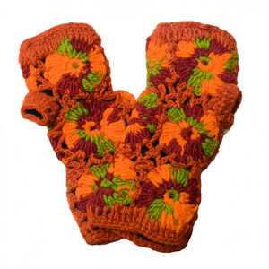 Chauffe-pieds tricotés à la main avec un motif de fleurs colorées - Product Image 1
