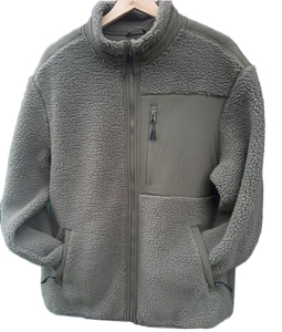 <b>Men's</b> <b>Fleece</b> Jacket Stand Collar Zipper Closure Windproof Casual Winter Thick <b>Sherpa</b> Lining Regular Fit Gray - Product Image 6