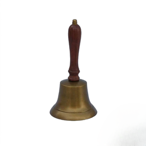 Premium Vintage Antique Brass Hand Bell with Wooden Grip Decorative Call Bell Loud Ringing Bell <b>Rustic</b> Home Decor <b>Desk</b> Bell Gift - Product Image 1