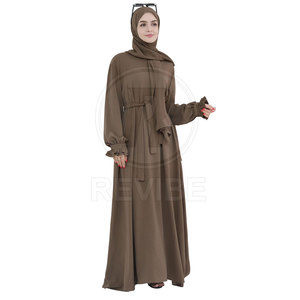 Abaya élégante et respirante en coton/polyester pour femme, idéale pour un style de vie modeste - Longueur au sol, manches longues, toutes saisons - Product Image 2